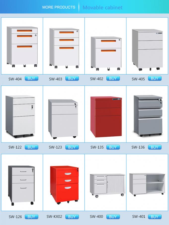 Muebles de oficinas de fichero del cajón del pedestal 3 del almacenamiento de archivaje de acero del metal movible del gabinete en hotselling