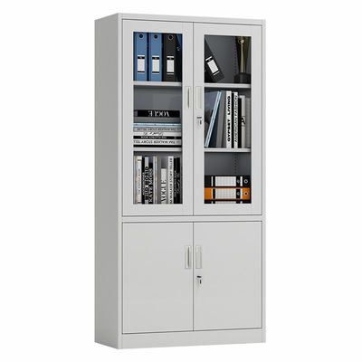 Gabinete de almacenamiento de cristal del metal de la puerta de las gradas impermeables de la biblioteca dos