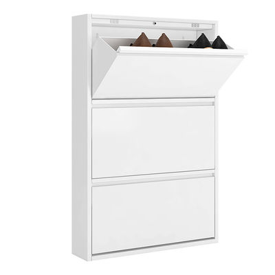 Gabinete de almacenamiento blanco del metal del diseño moderno 3 capas del zapato del gabinete de acero del estante