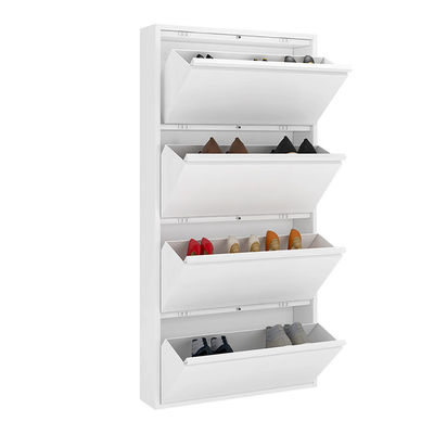 Capas blancas del gabinete de almacenamiento del zapato del metal de los muebles del hogar 4