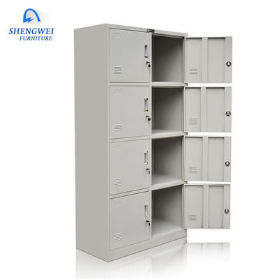 Armario de almacenamiento vertical del metal de las puertas de la prenda impermeable ocho