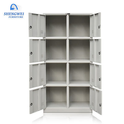 Armario de almacenamiento vertical del metal de las puertas de la prenda impermeable ocho