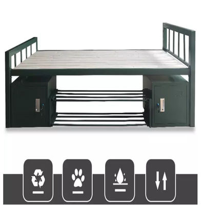 El polvo cubrió al ejército robusto Gray Green Color Steel Bed con el armario inferior