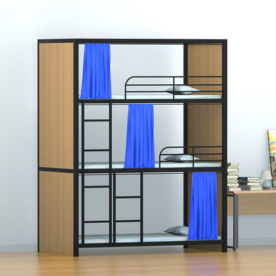 Acero Mesh Hotel Steel Loft Bed de las capas triples con la cortina