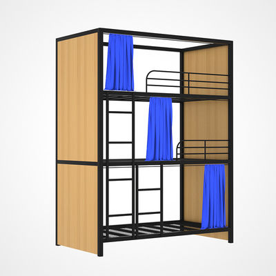 Acero Mesh Hotel Steel Loft Bed de las capas triples con la cortina