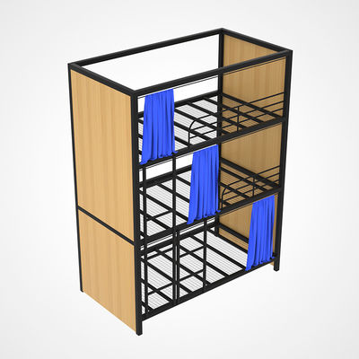 Acero Mesh Hotel Steel Loft Bed de las capas triples con la cortina