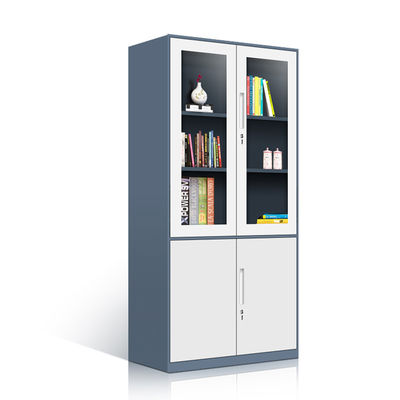 Gabinete de almacenamiento de cristal de fichero del metal de la puerta de las gradas dos dobles con el estante ajustable