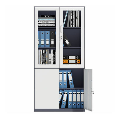 Gabinete de almacenamiento de cristal de fichero del metal de la puerta de las gradas dos dobles con el estante ajustable