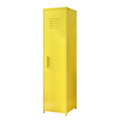Solo armario de almacenamiento amarillo rojo del metal de los pies del soporte de la puerta de oscilación