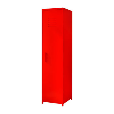 Solo armario de almacenamiento amarillo rojo del metal de los pies del soporte de la puerta de oscilación