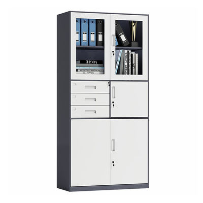 Gabinete de acero de la oficina de los cajones de cristal de la puerta 3 con la caja segura