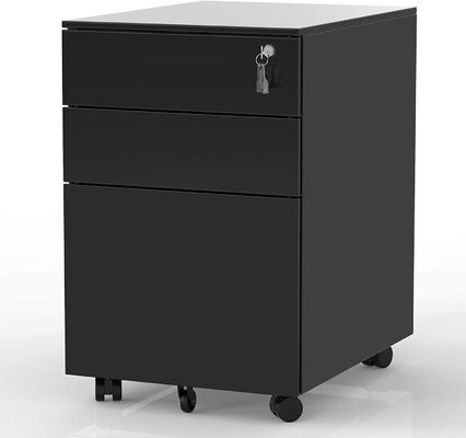 Gabinete de fichero móvil del metal del negro de 3 cajones con el mecanismo de la Anti-inclinación