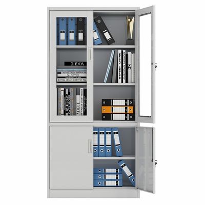 Gabinete de almacenamiento de cristal del metal de la puerta de las gradas impermeables de la biblioteca dos