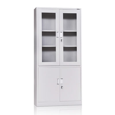 Gabinete de almacenamiento de cristal del metal de la puerta de las gradas impermeables de la biblioteca dos