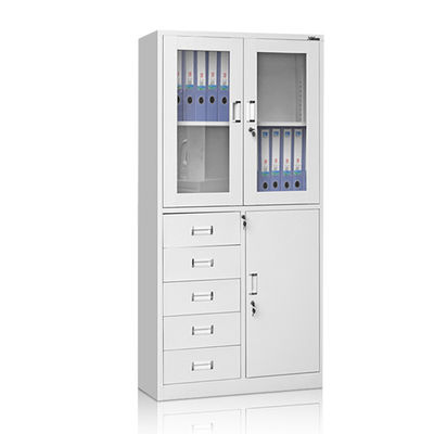 Cabinete de archivo de cristal del almacenamiento del metal de 5 de los cajones de la oficina de la puerta gradas de los muebles 2