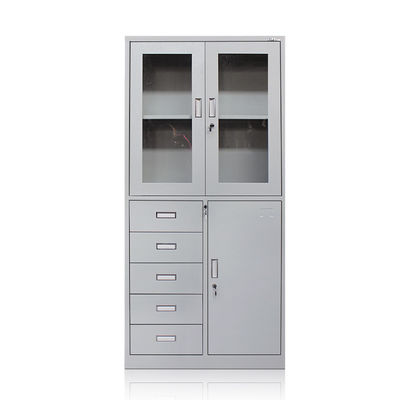 Cabinete de archivo de cristal del almacenamiento del metal de 5 de los cajones de la oficina de la puerta gradas de los muebles 2