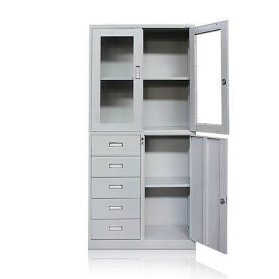 Cabinete de archivo de cristal del almacenamiento del metal de 5 de los cajones de la oficina de la puerta gradas de los muebles 2
