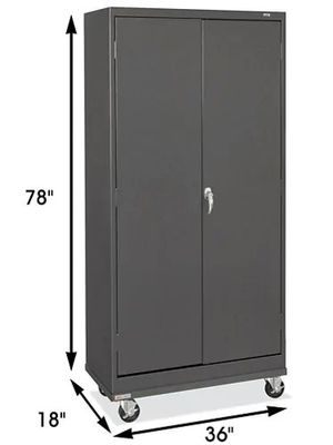Gabinete sin montar del estante ajustable del metal de la puerta doble con las ruedas