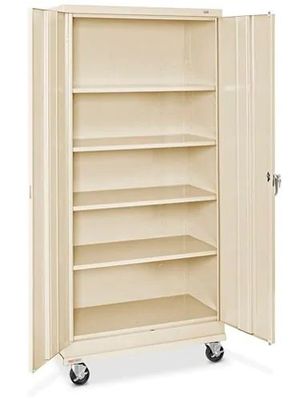 Gabinete sin montar del estante ajustable del metal de la puerta doble con las ruedas