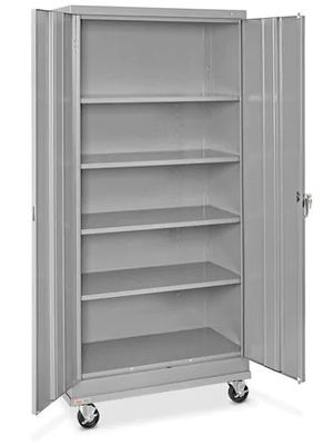 Gabinete sin montar del estante ajustable del metal de la puerta doble con las ruedas