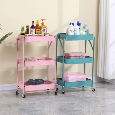 Mini carro de la carretilla de Mesh Basket Mobile Rolling Storage del metal de 3 gradas