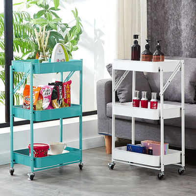 Mini carro de la carretilla de Mesh Basket Mobile Rolling Storage del metal de 3 gradas