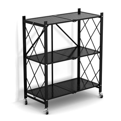 Estante de acero del estante del lavadero plegable de 3 estantes con las ruedas