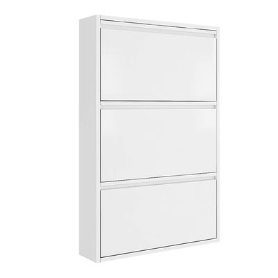 Gabinete de almacenamiento blanco del metal del diseño moderno 3 capas del zapato del gabinete de acero del estante