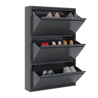 Gabinete de acero casero negro del estante del zapato del metal de almacenamiento de los muebles modernos del gabinete