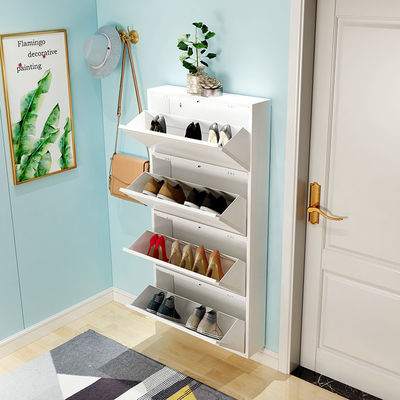 Capas blancas del gabinete de almacenamiento del zapato del metal de los muebles del hogar 4