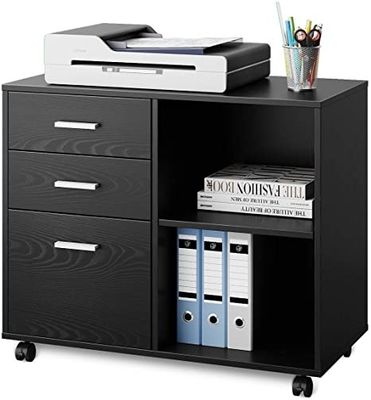Impresora lateral móvil Stand Filing Cabinet del metal de 3 cajones con los estantes del almacenamiento abierto