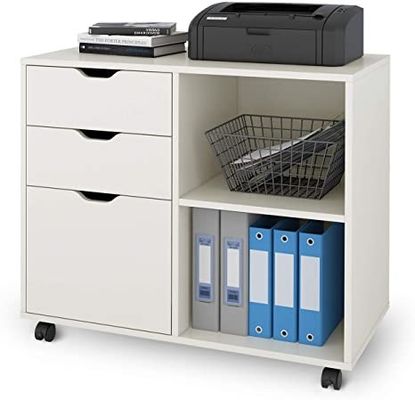 Impresora lateral móvil Stand Filing Cabinet del metal de 3 cajones con los estantes del almacenamiento abierto