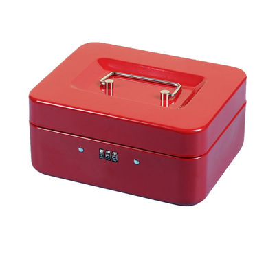 Caja roja del efectivo de metal del dinero de la caja segura grande de la seguridad con llave de cerradura y la bandeja del dinero